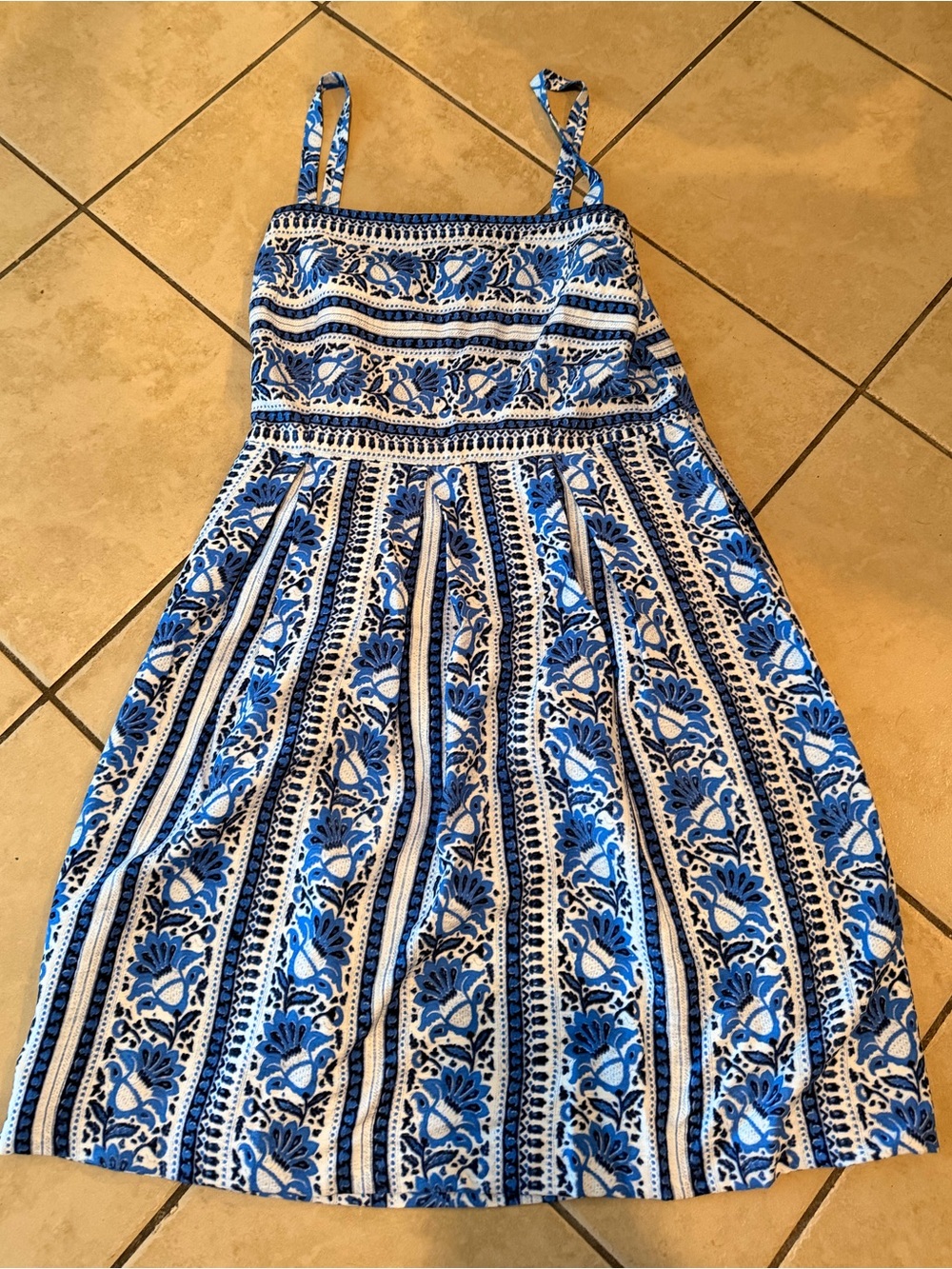 LOFT Blue and White Floral Stripe Women’s Sundress